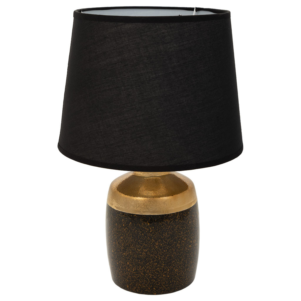 Lámpara de mesa de cerámica negra y dorada 13,5x13,5x24,5