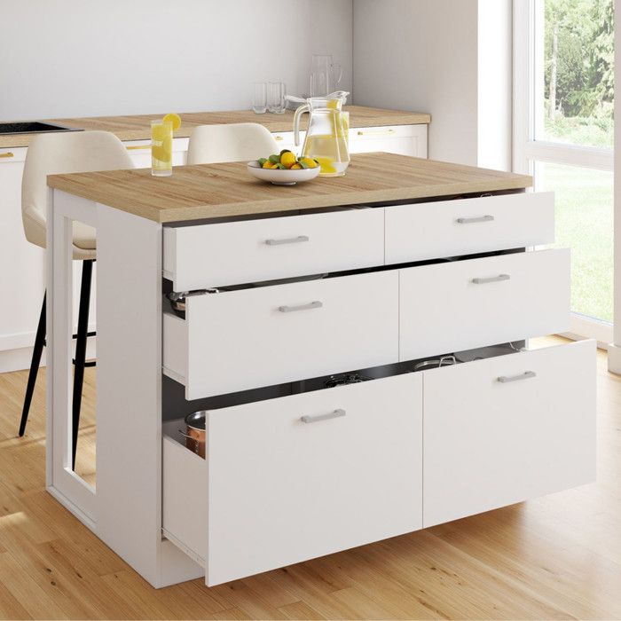 Isla central tipo mesa alta orso blanco madera - 120 cm