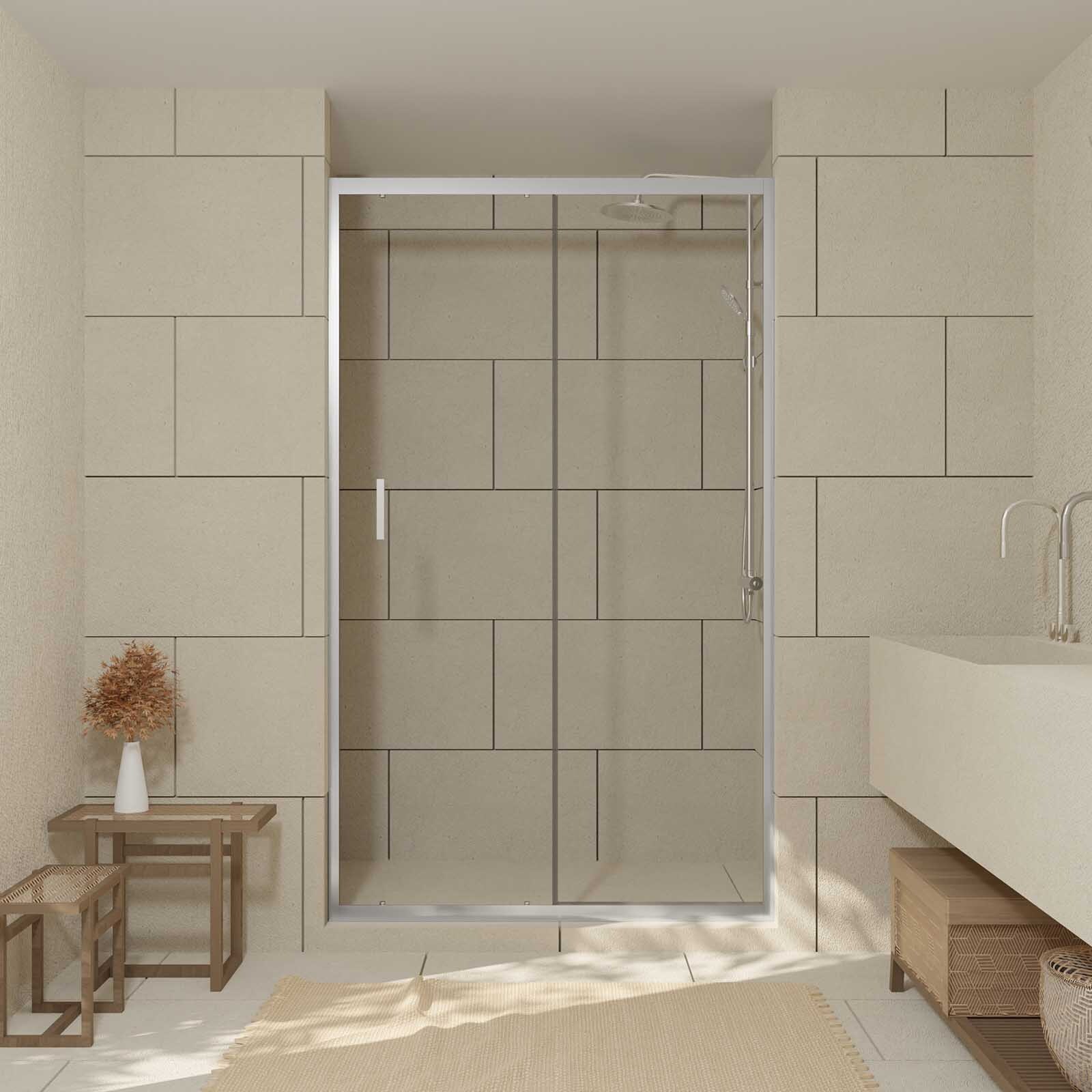 Puerta de ducha corredera 120x200cm perfil cromo vidrio transparente 6mm