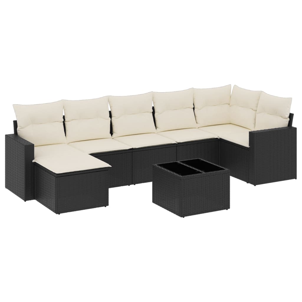 vidaXL set de sofás de jardín 8 piezas y cojines ratán sintético negro