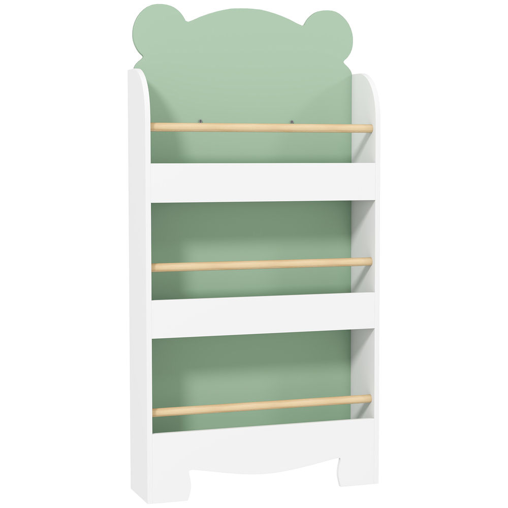 Librería infantil 55x15x110 cm mdf, madera de pino color verde aiyaplay