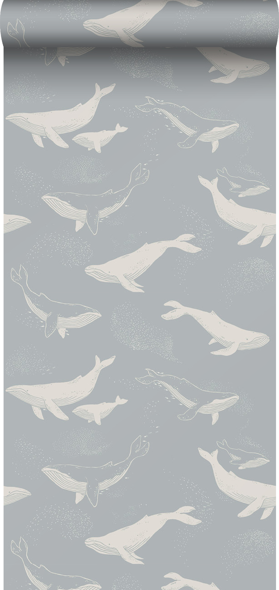 Borastapeter papel pintado ballenas azul agrisado - 53 cm x 10.05 m