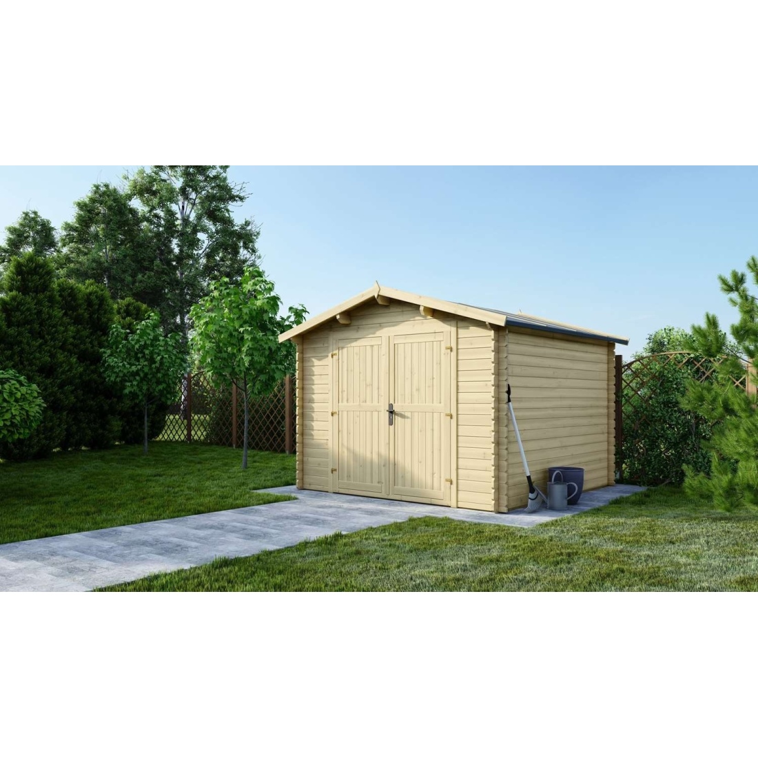 Caseta de jardín de madera 9 m2 - 3x3 m - 28 mm - dom531