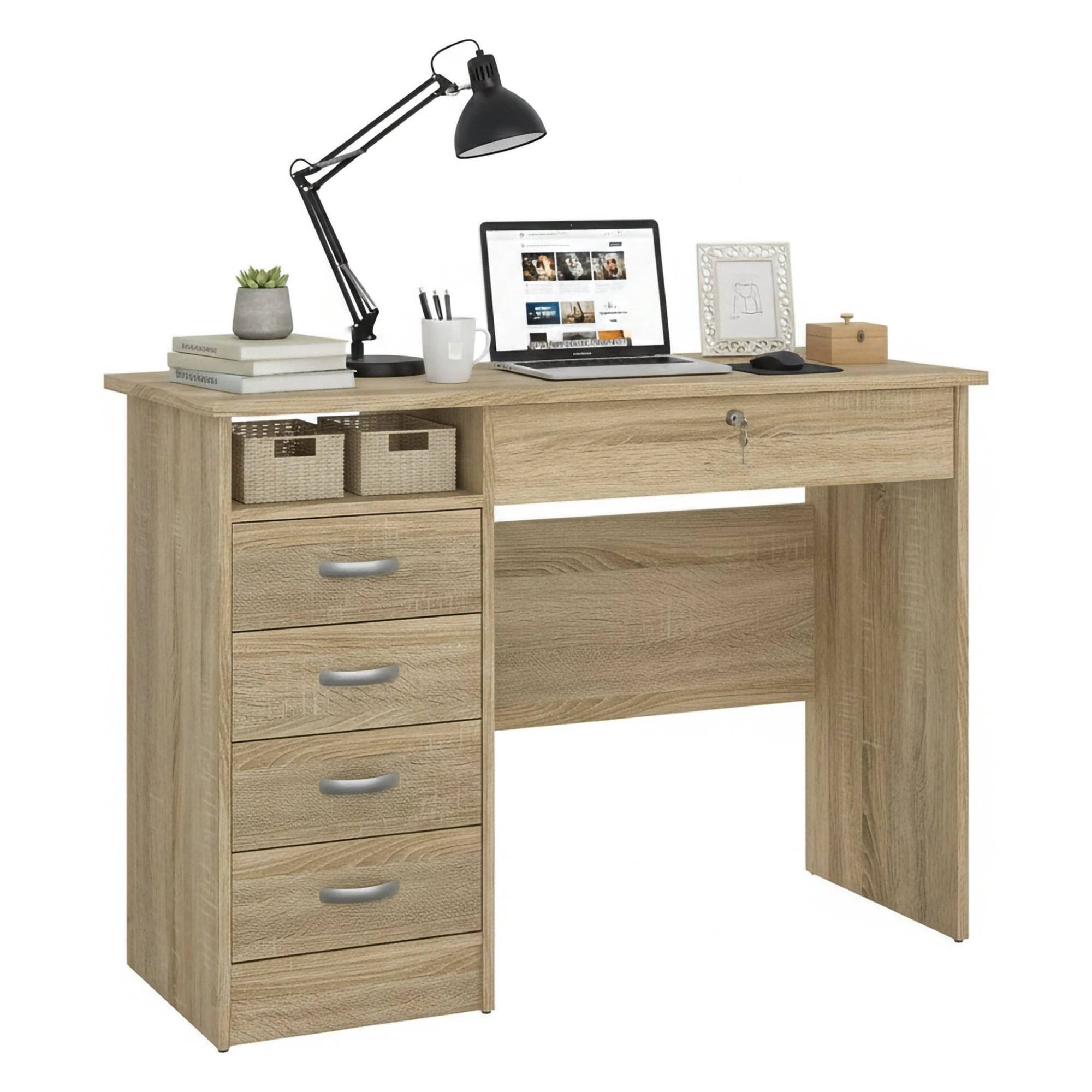 Escritorio amor, tablero marrón, madera nobilitada roble