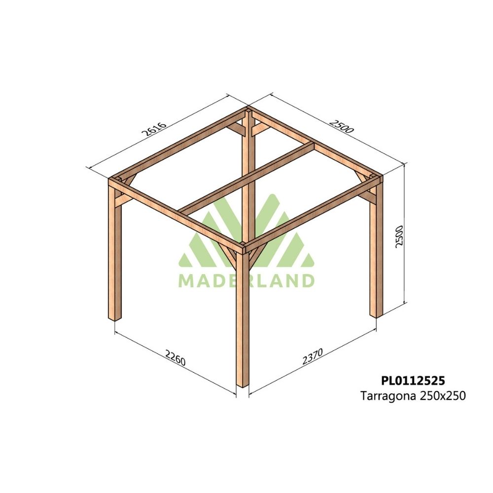 Pérgola de madera laminada - tarragona 255x255cm (maderland)