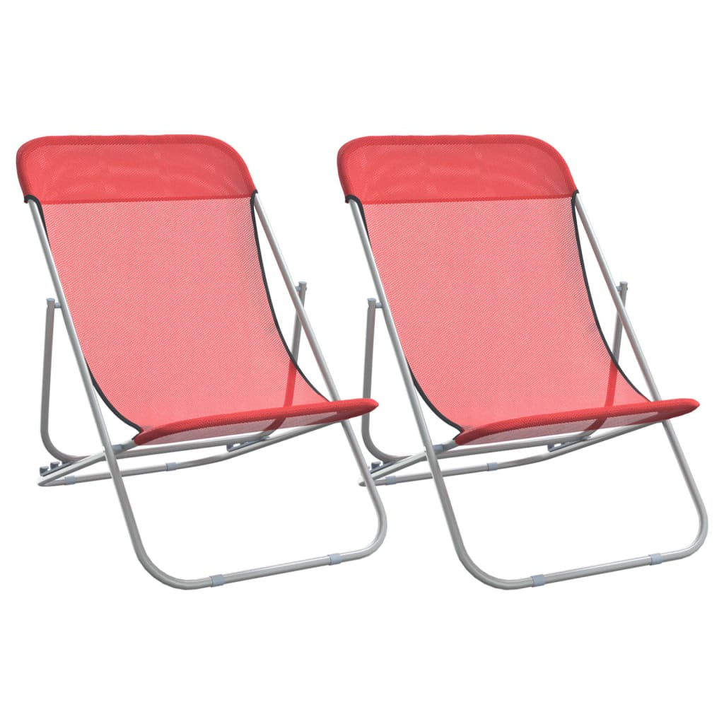 vidaXL sillas de playa plegables 2 uds acero recubierto textilene rojo