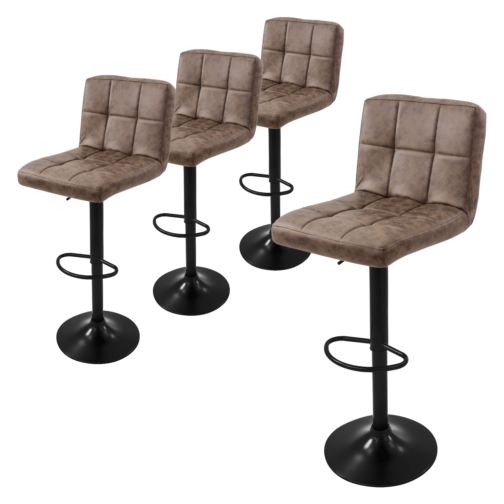 4x taburetes de bar marron asientos ajustables 63-83 cm