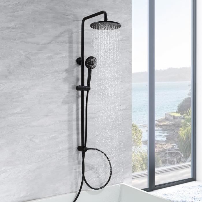 Columna de ducha - cecipa - negro - cabezal redondo 22 cm - ducha de 3 modo