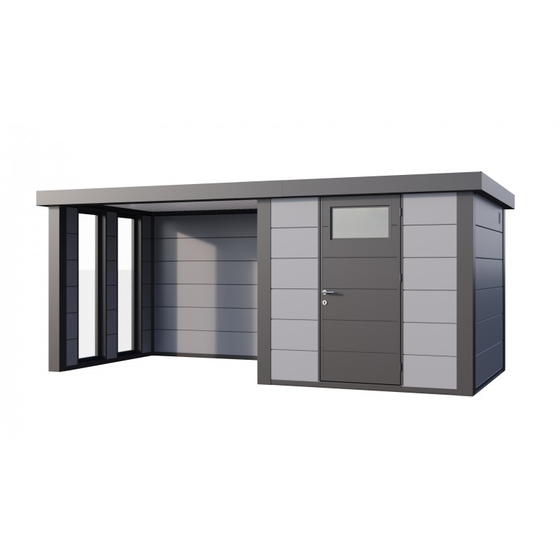 Caseta jardin nh4 c apoyo e ventanas izquierda | gris claro | novo habitat