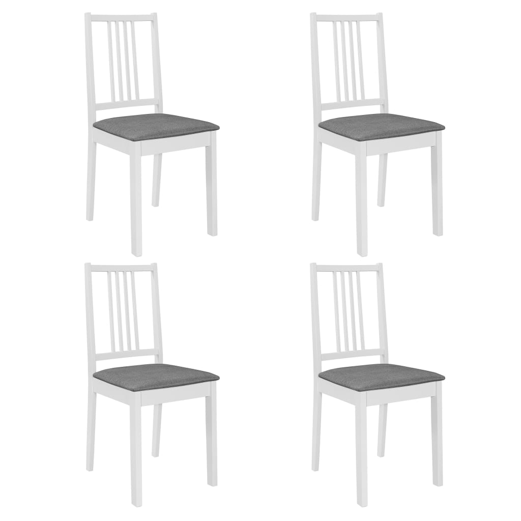Sillas de comedor con cojines 4 unidades madera maciza blanca qweo1905