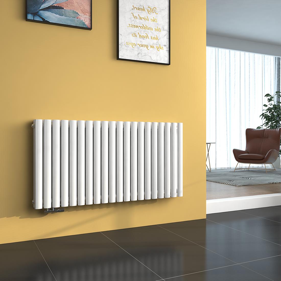 Emke radiador vertical ovalado agua caliente 60x120 cm, blanco, 1828w
