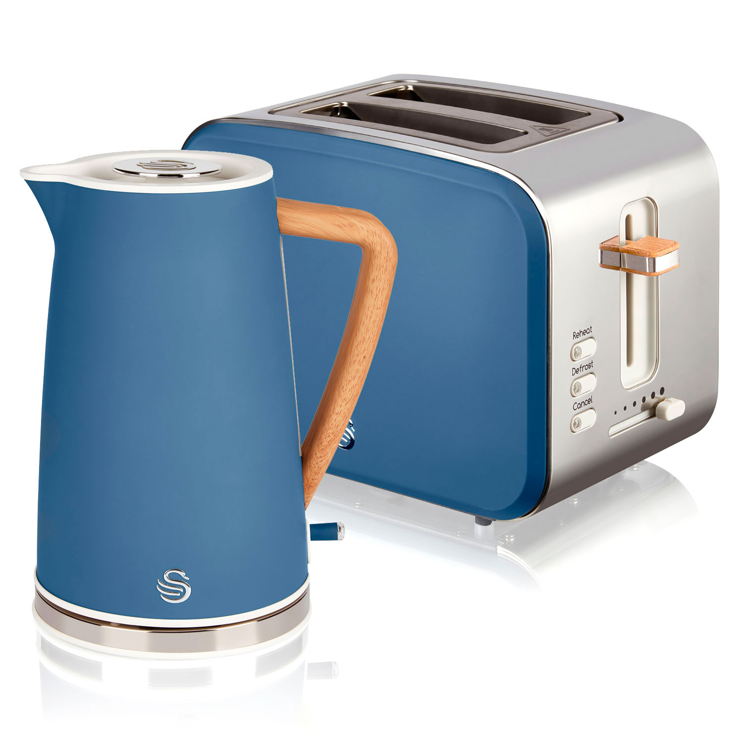 Set desayuno, hervidor agua 1,7 l, tostadora swan stp2090bluneu azul 2200w