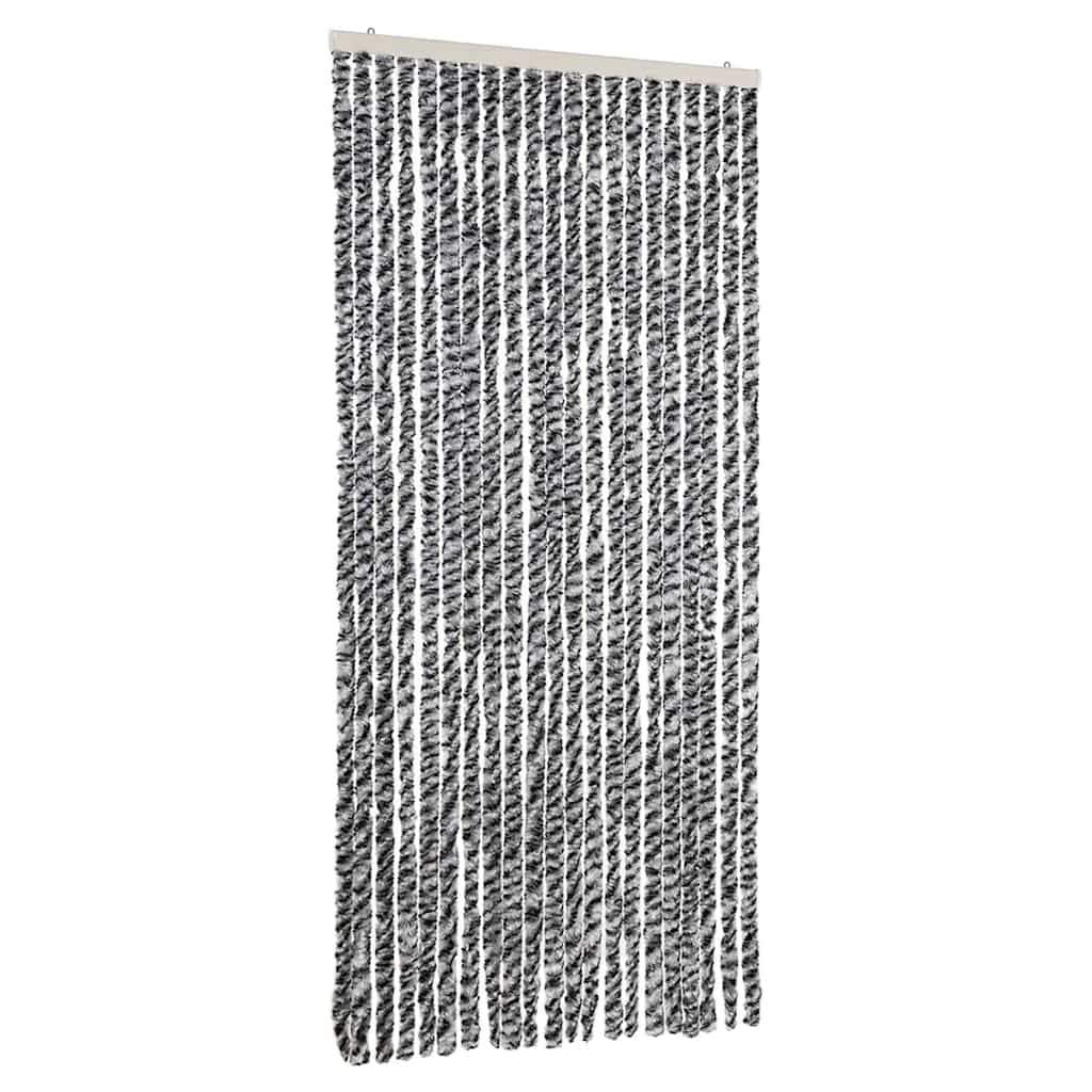 vidaXL cortina antimoscas chenilla gris negro y blanco 90x200 cm