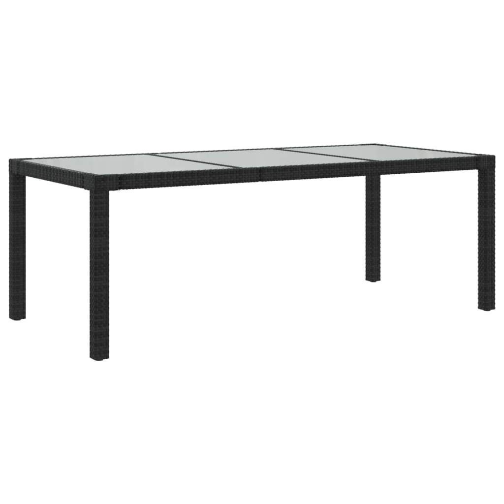 vidaXL mesa jardín vidrio templado ratán sintético negra 190x90x75 cm