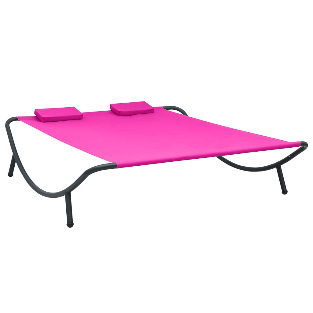 vidaXL tumbona de exterior de tela rosa