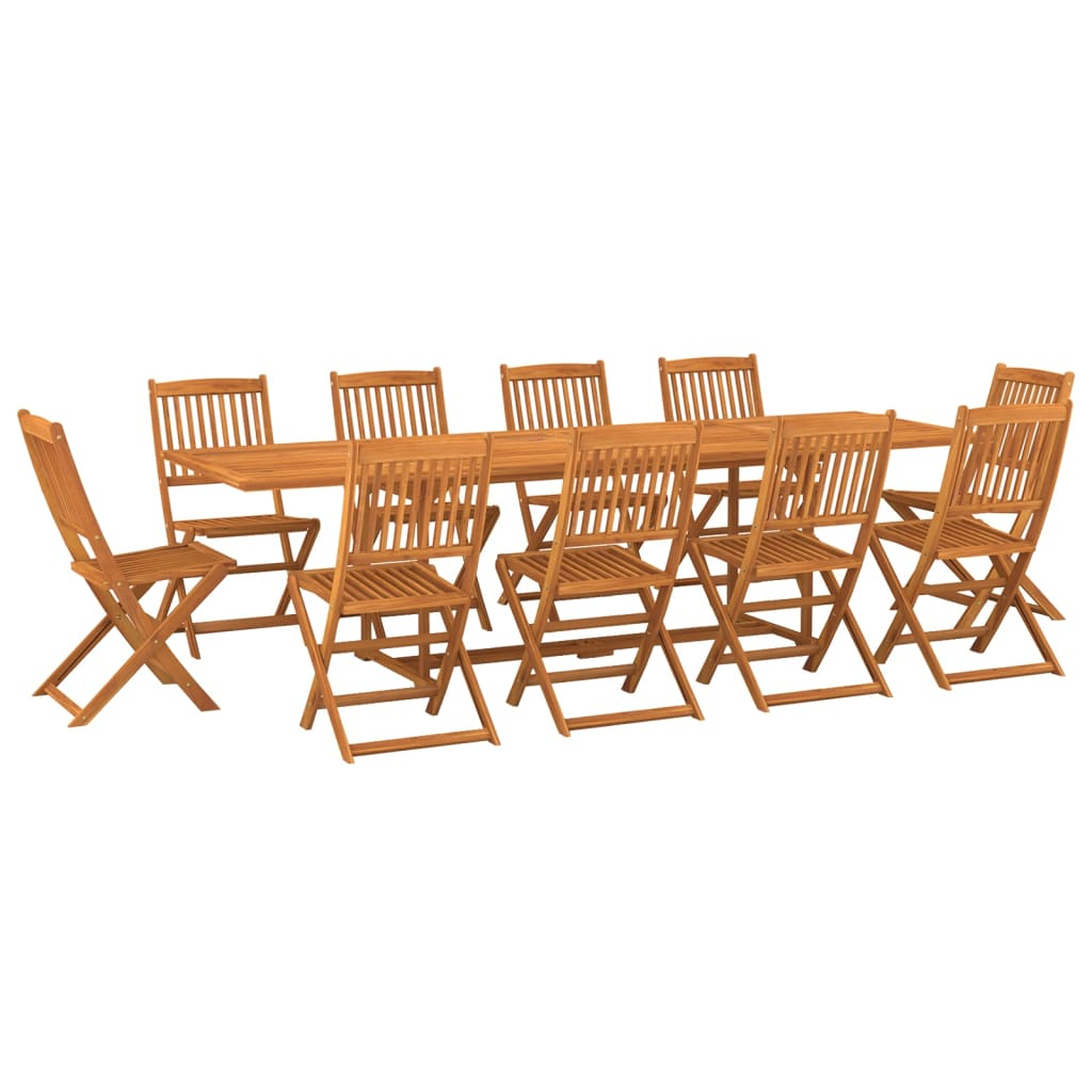 vidaXL set comedor de jardín 11piezas madera maciza acacia 280x90x75cm