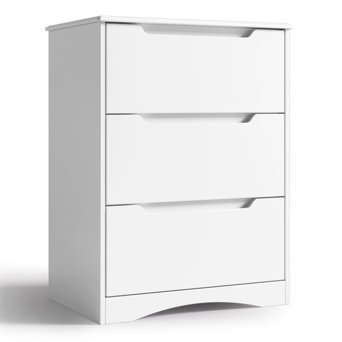 Cómoda blanca de mdf con 3 cajones - 62 x 41 x 82 cm
