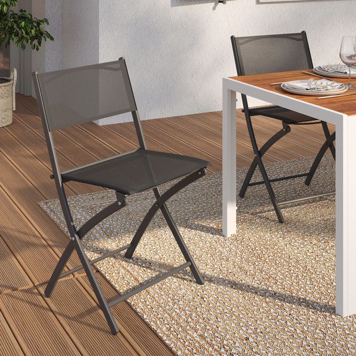 Sillas de jardín plegables - lote de 6 - acero - gris