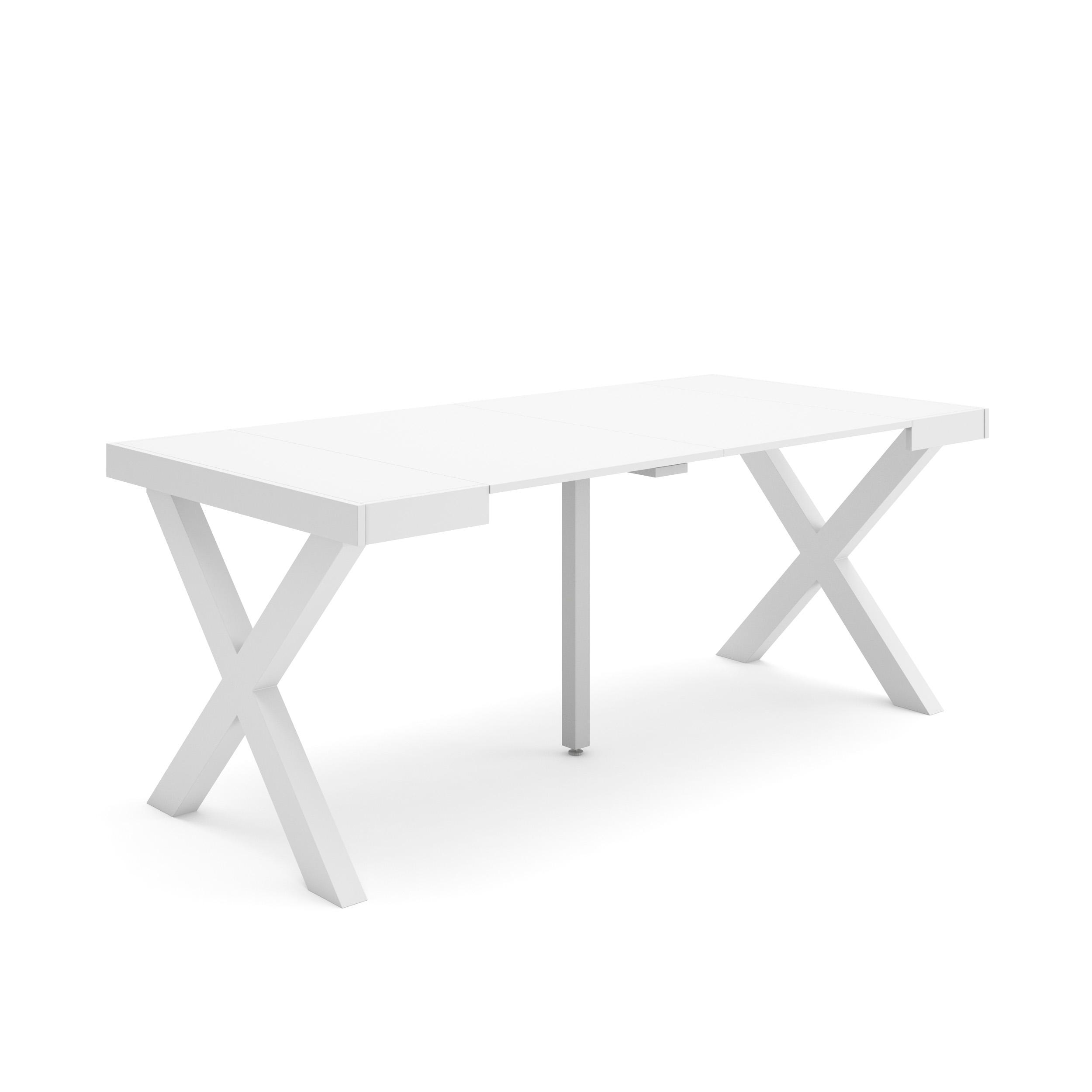 Mesa consola extensible, 180x90x73cm, blanco, patas madera maciza rf2771