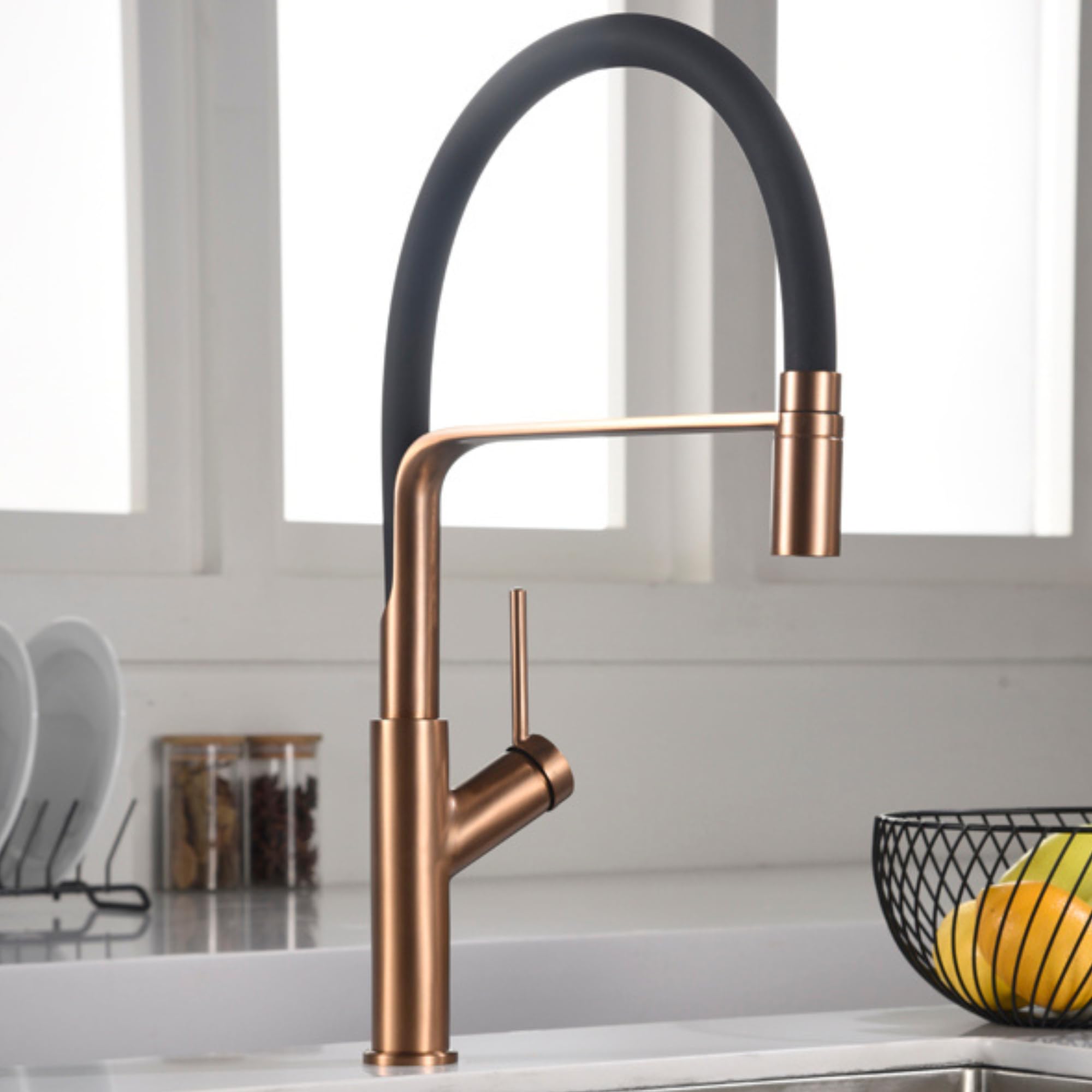Imex - grifo monomando de cocina extraíble oro rosa serie sena