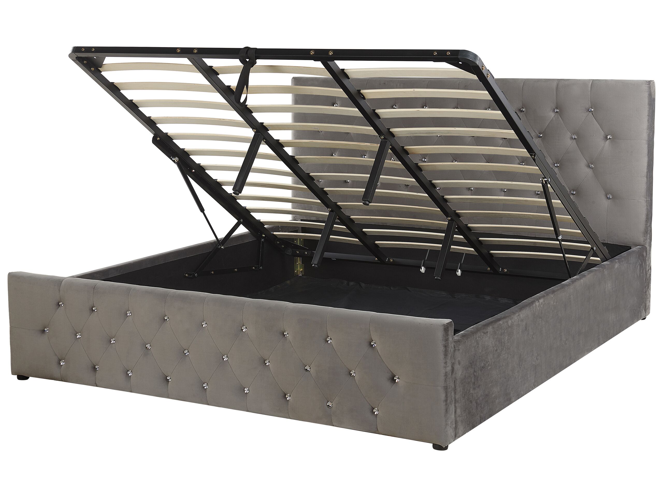 Cama con almacenaje amiens terciopelo gris 180 x 200 cm