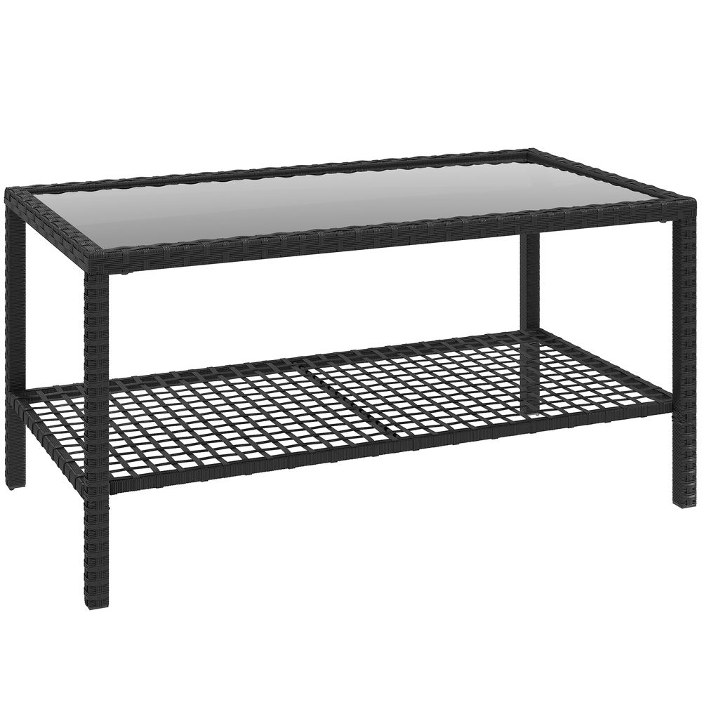 Mesa de jardín 92x50x45 cm ratán pe, acero Outsunny