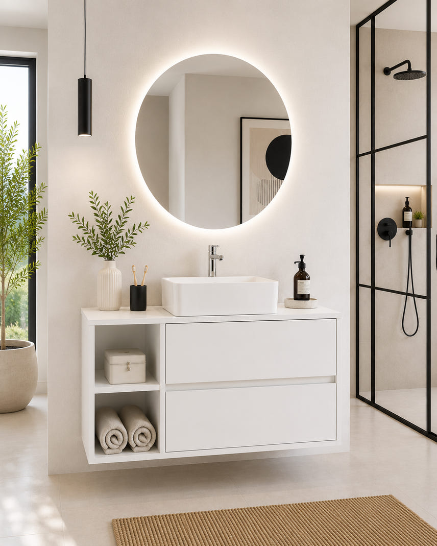 Mueble de baño con lavabo zeus sin espejo 80x45 cm izquierda blanco