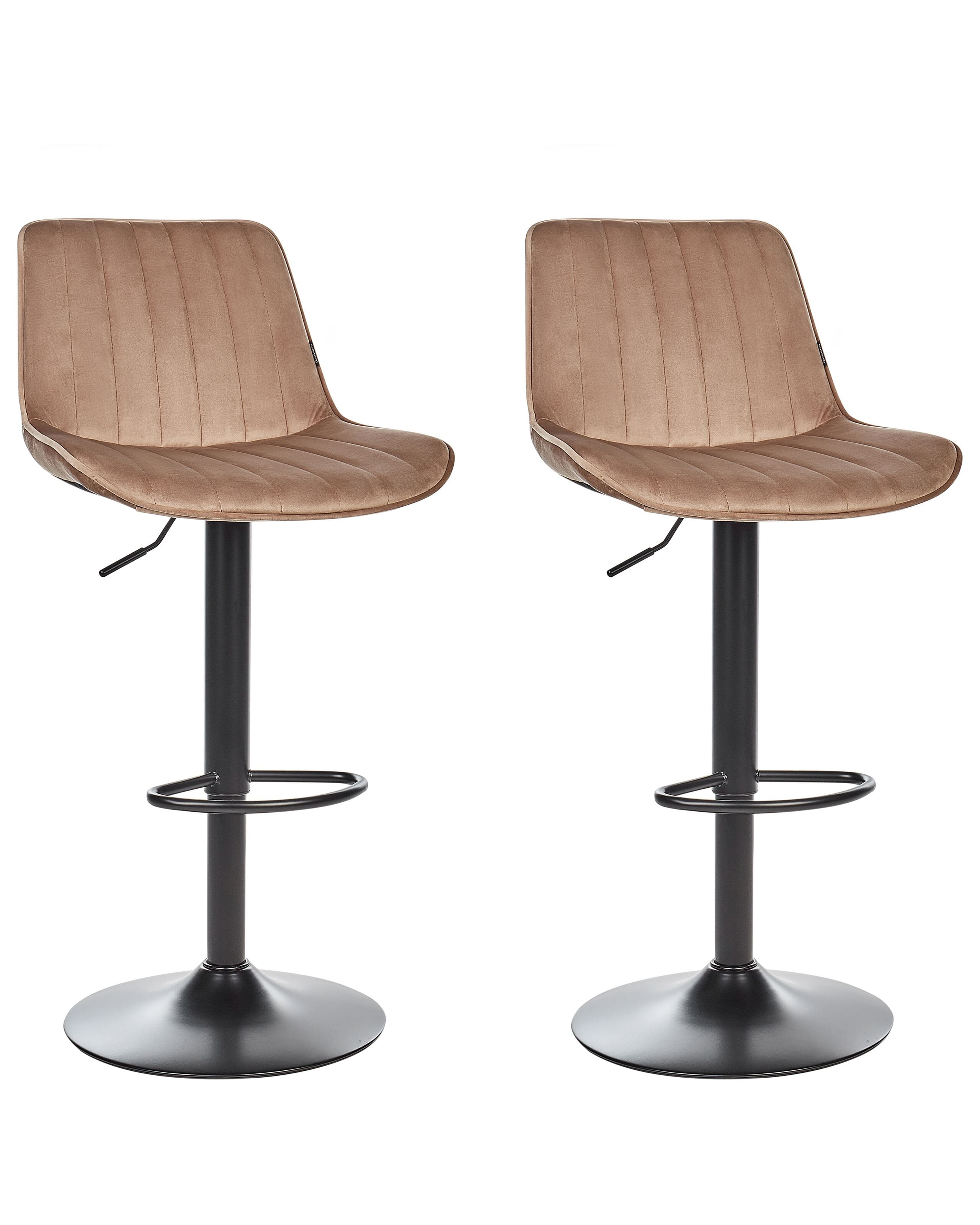 Conjunto de 2 sillas de bar dubrovnik giratoria terciopelo marrón claro