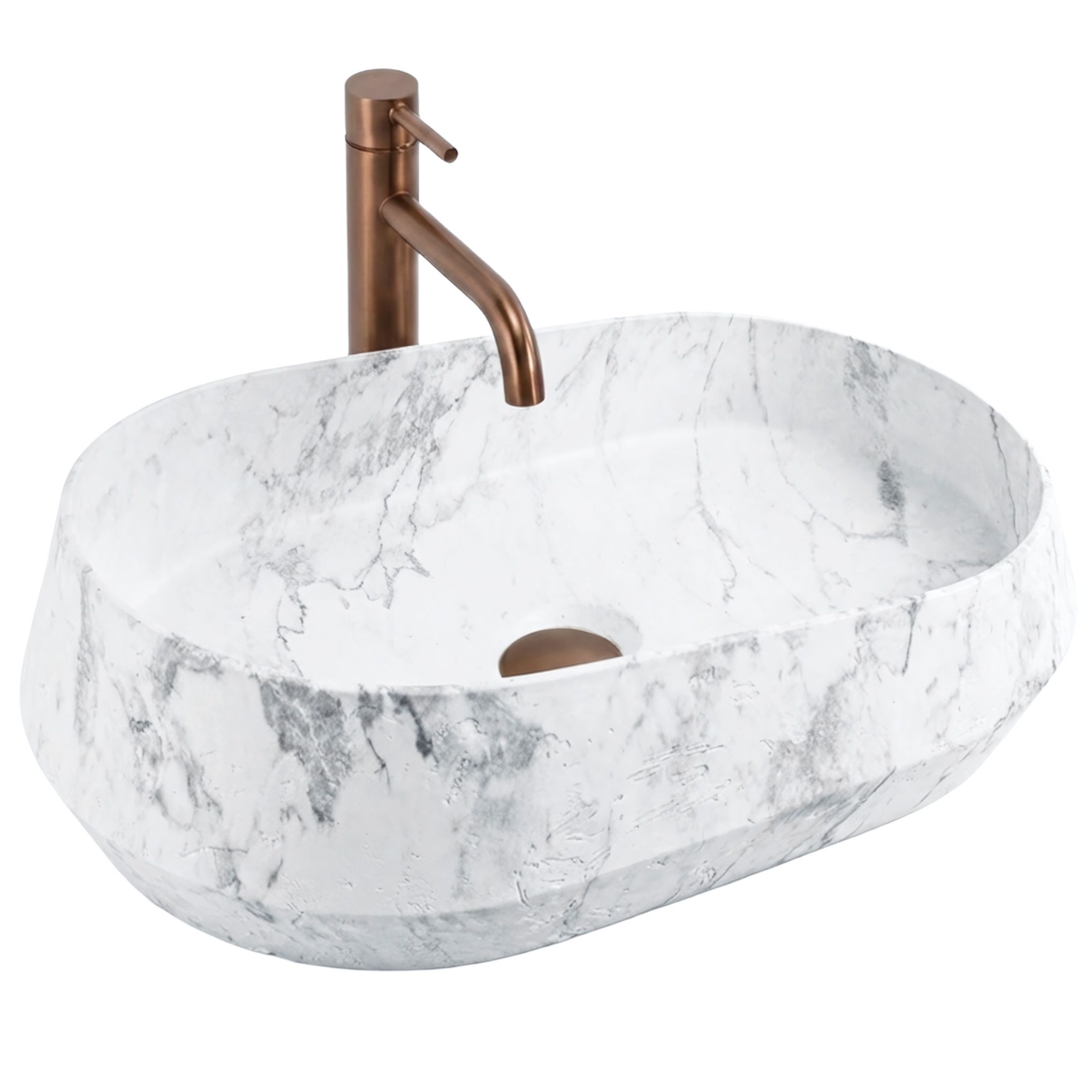 Rea lavabo sobre encimera dune imitation stone, gray, 59x38x17 cm