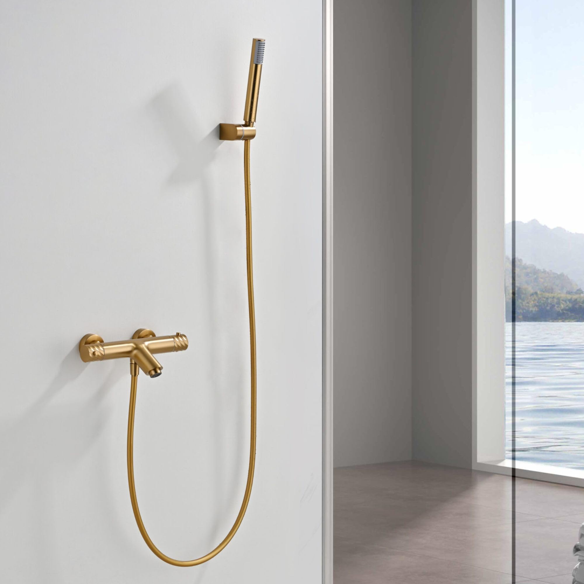 Imex - grifo termostatico bañera y ducha dorado acero inoxidable