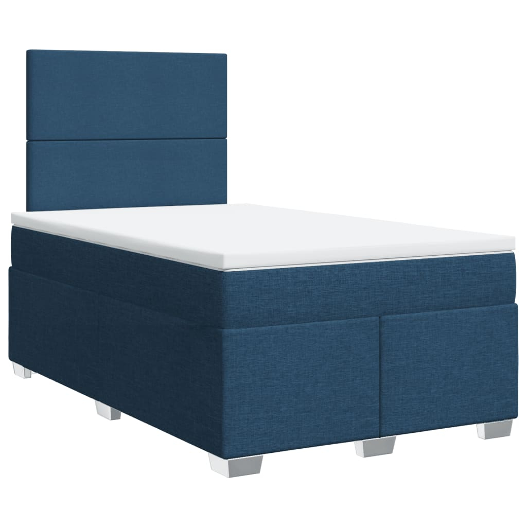 vidaXL cama box spring con colchón tela azul 120x200 cm