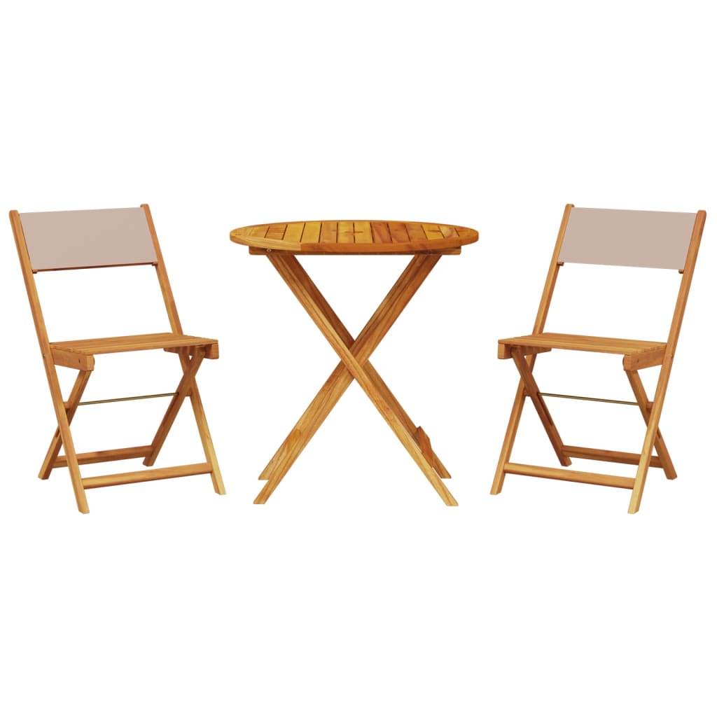 vidaXL juego de bistro de 3 piezas tela y madera maciza taupe