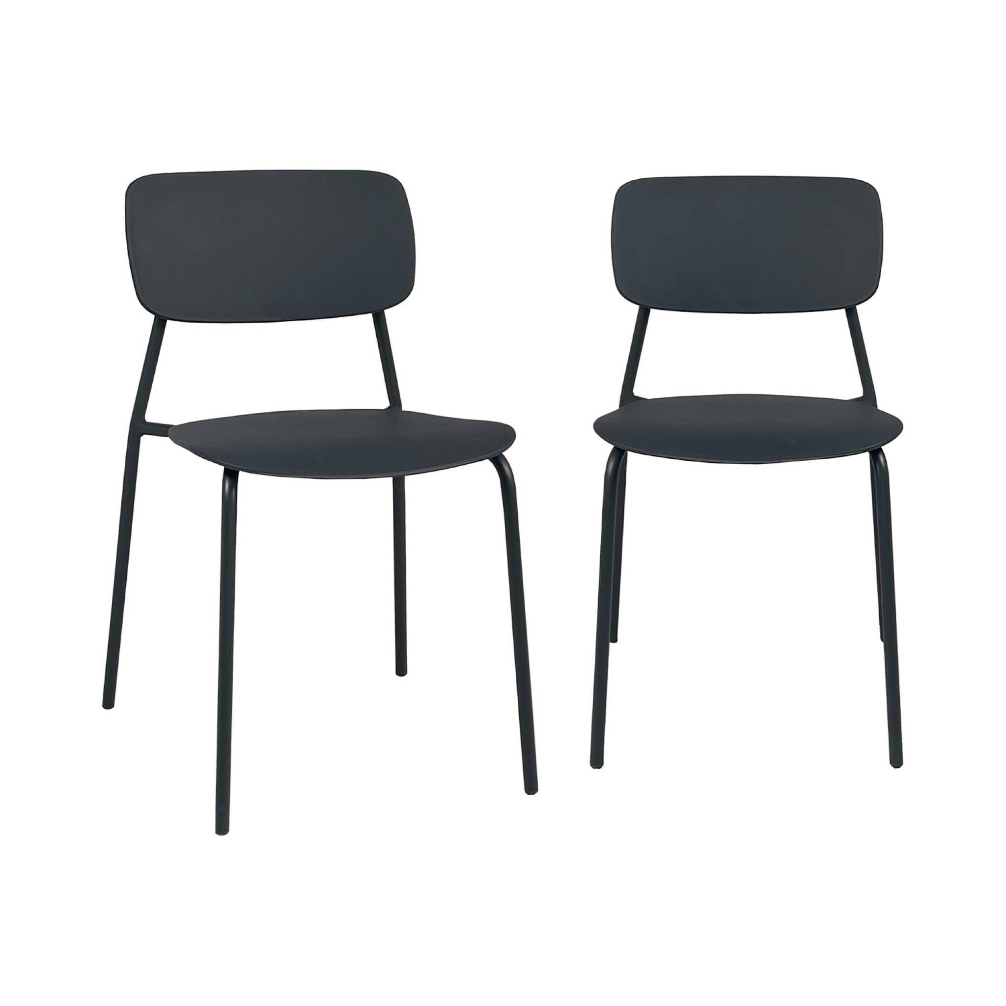 Silla de jardín apilable de acero y plástico, set de 2 antracita