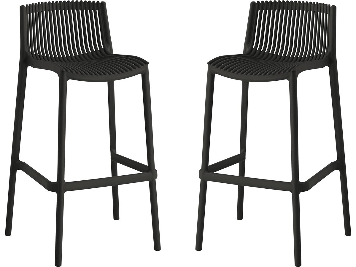 Lote de 2 sillas altas apilables de plástico <<néora>> - negro