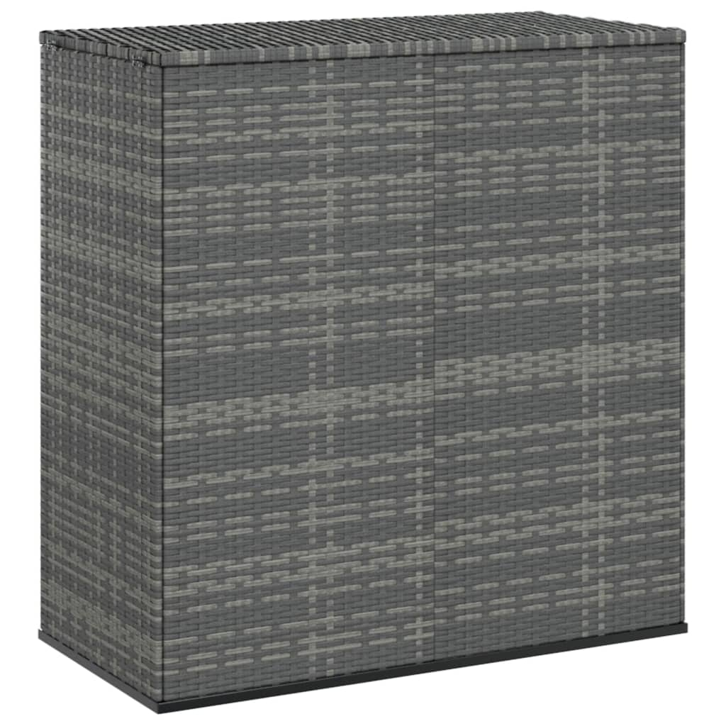 vidaXL baúl de cojines para jardín de ratán pe gris 100x49x103,5 cm