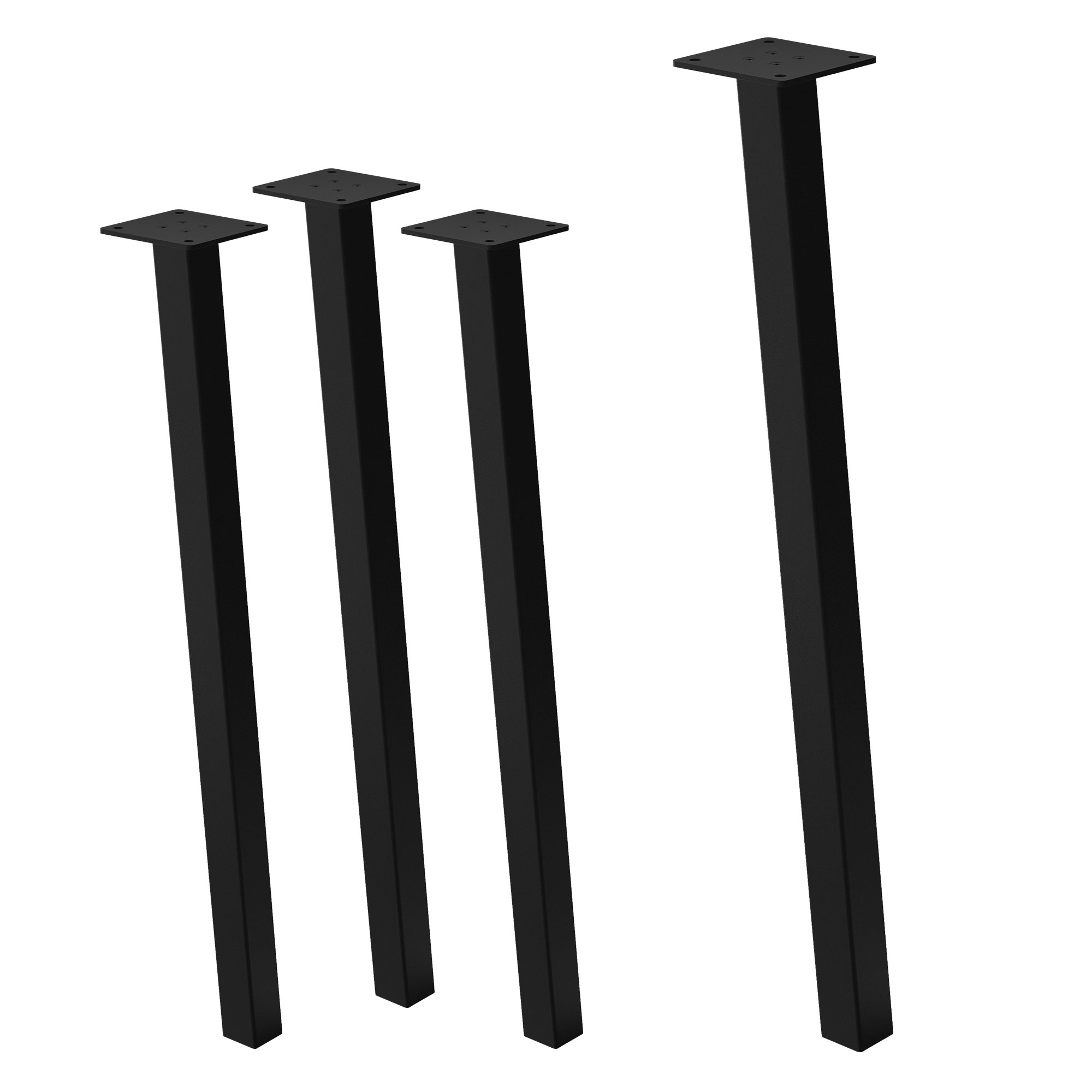 Set 4x patas de mesa 72 cm inclinadas de acero 4x4 cm negro brillante