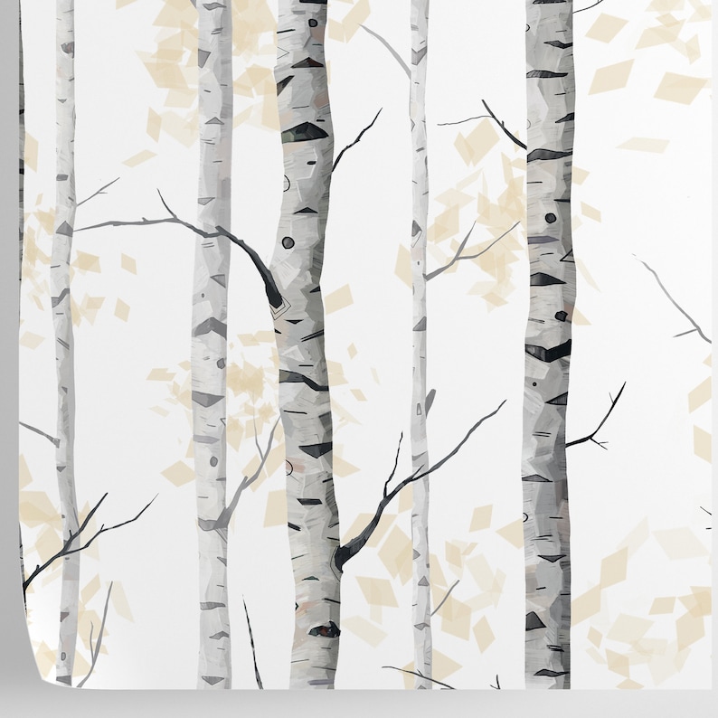 Papel pintado bosque de abedules blanco y negro