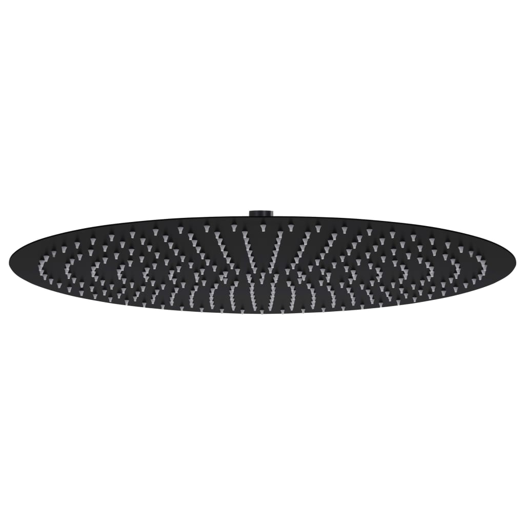 Cabezal de ducha efecto lluvia acero inox redondo negro 50 cm