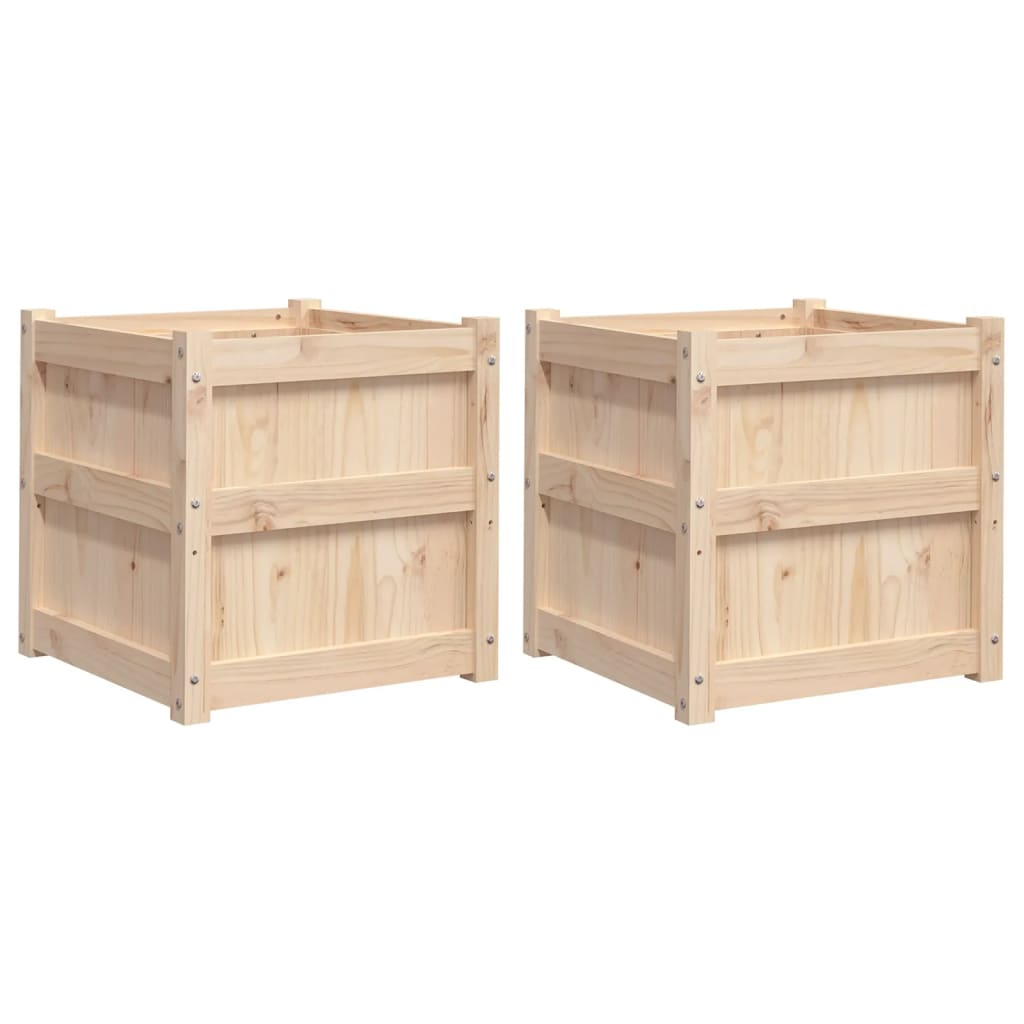 vidaXL jardineras de exterior 2 unidades madera maciza de pino
