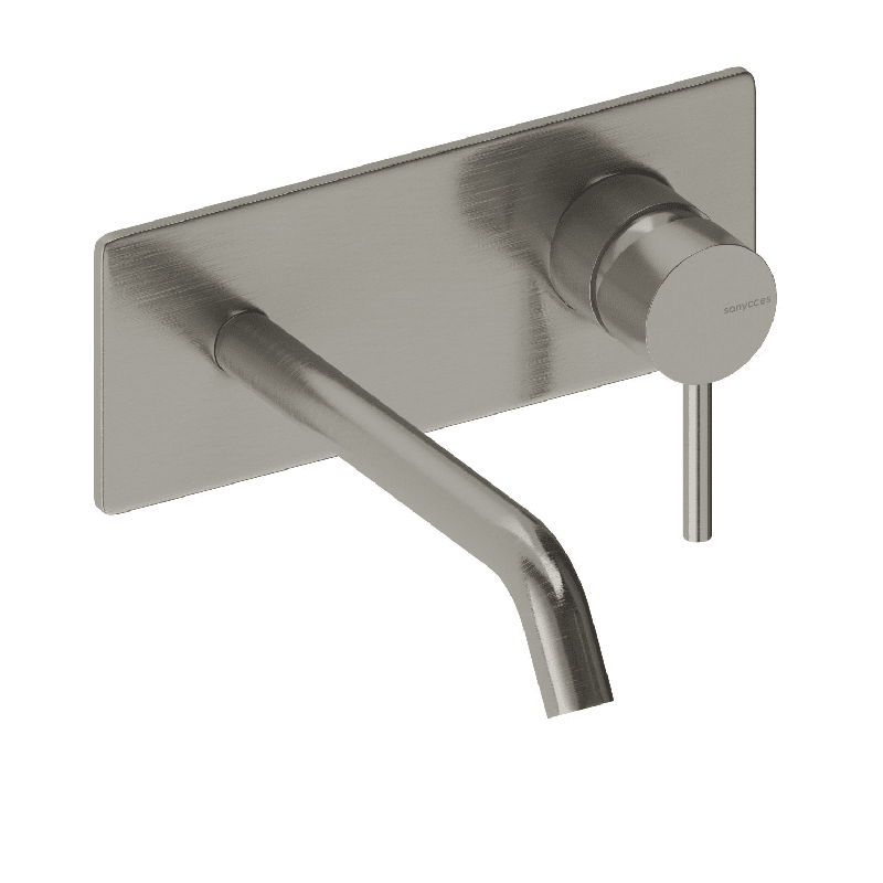 Grifo monomando mural con placa loop 18 cm cromado