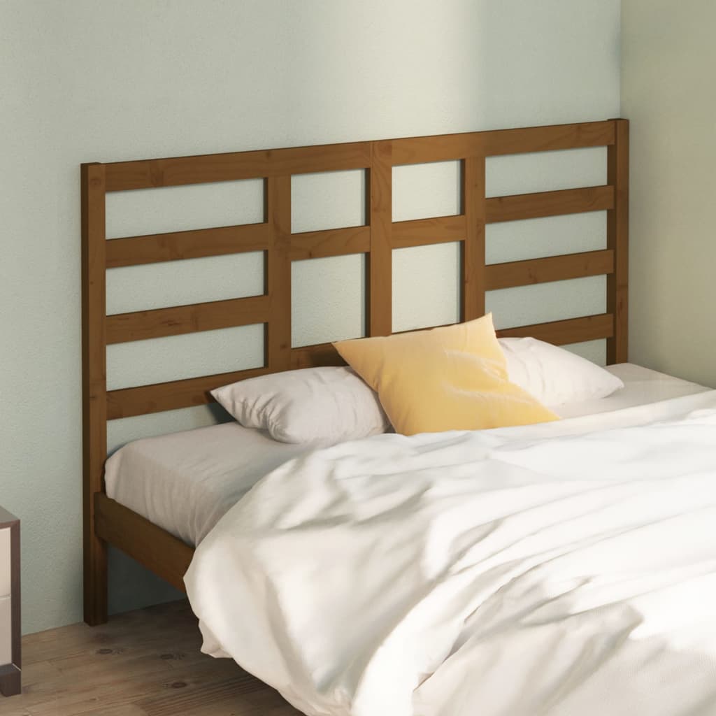 Cabecero de cama madera maciza de pino marrón miel 146x4x104 cm