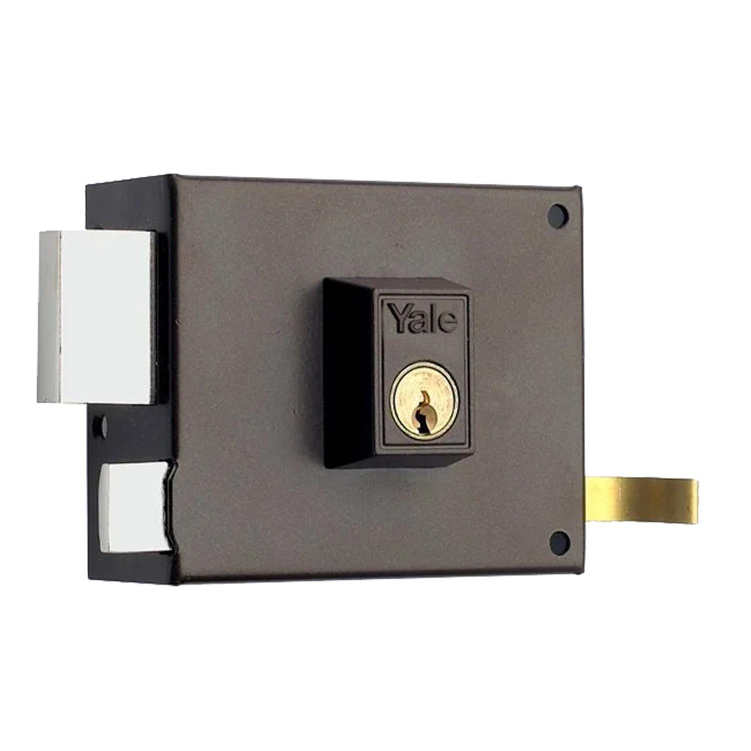 Cerradura yale azbe 125 ar hp 120 sobresaliente izquierda con palanca y res