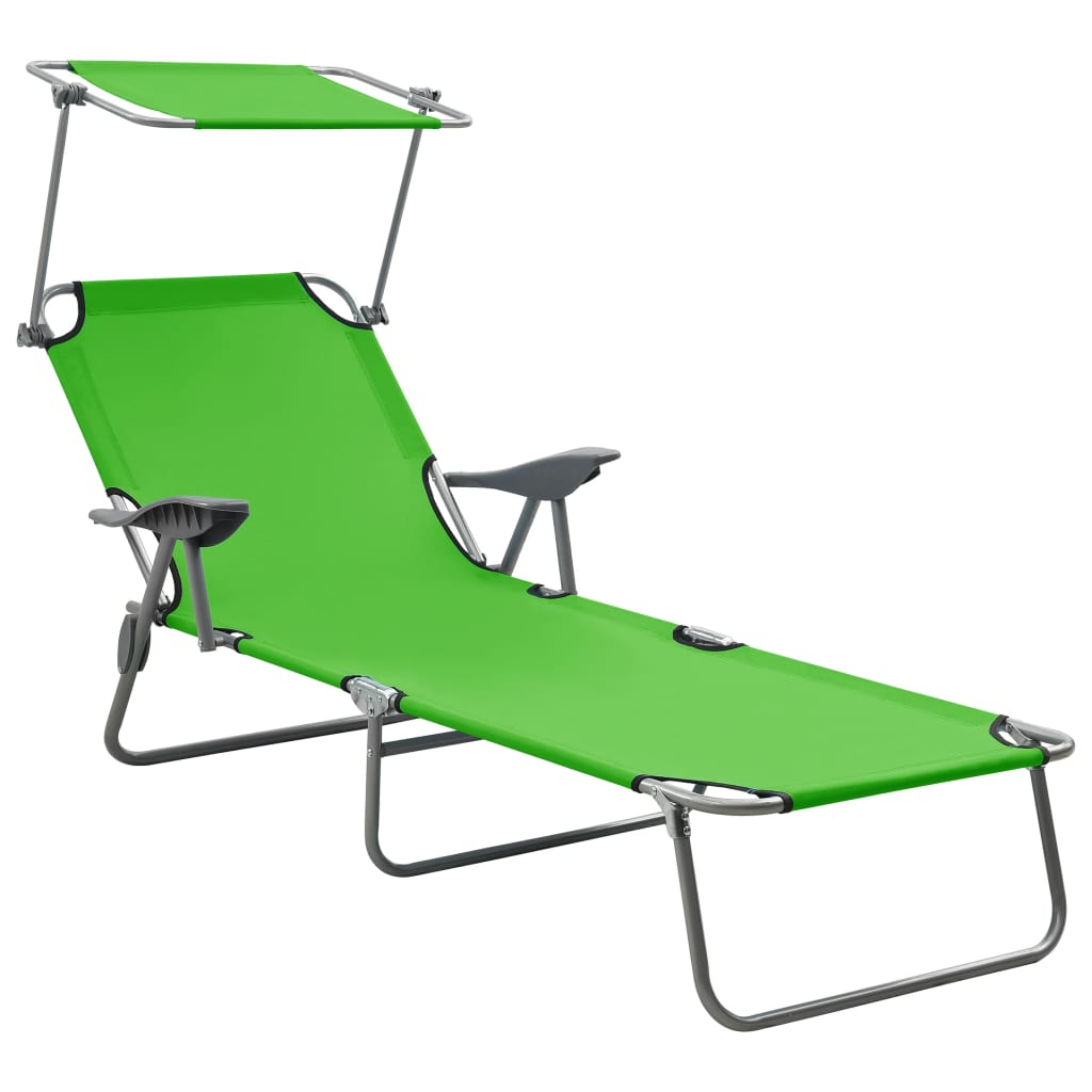 vidaXL tumbona con toldo de acero verde