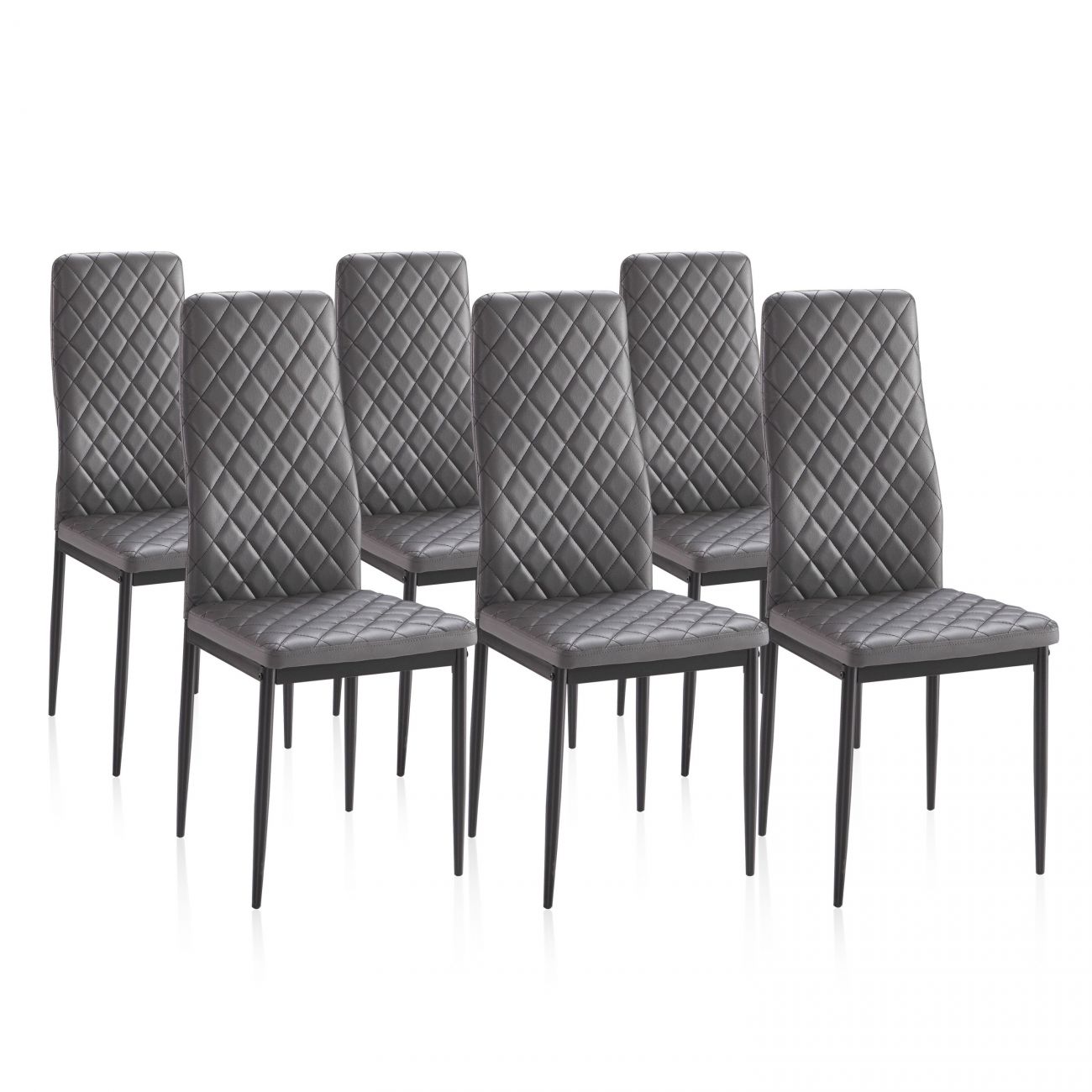 Pack 6 sillas de comedor 49x40,5 cm lacey tejido gris