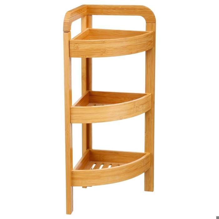 Organizador esquinero 3 niveles bambú 23 x 23 x 61