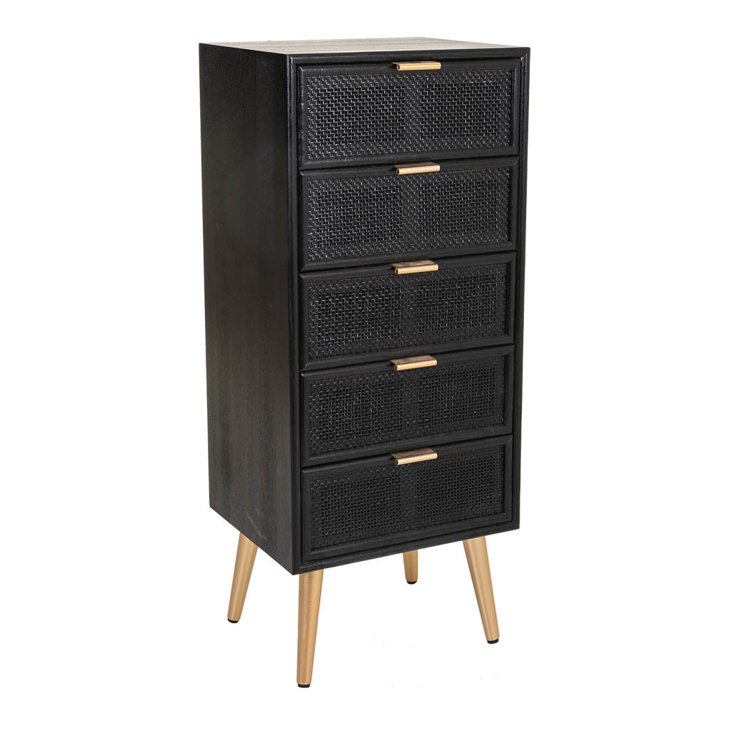 Sinfonier de madera y rejilla lacado negro 42x36,5x100,5
