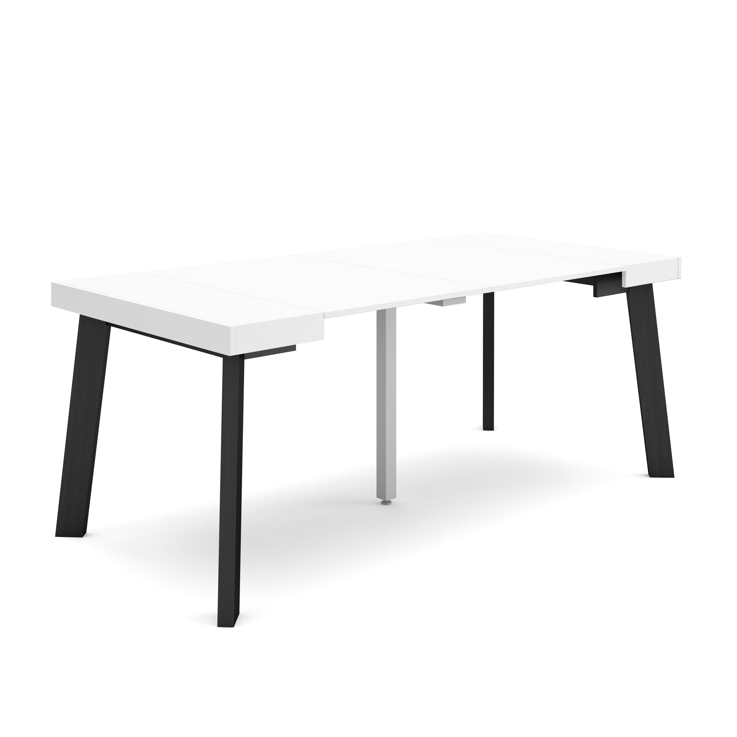 Mesa extensible, 180x90x73cm, blanco y negro, patas de madera rf2998