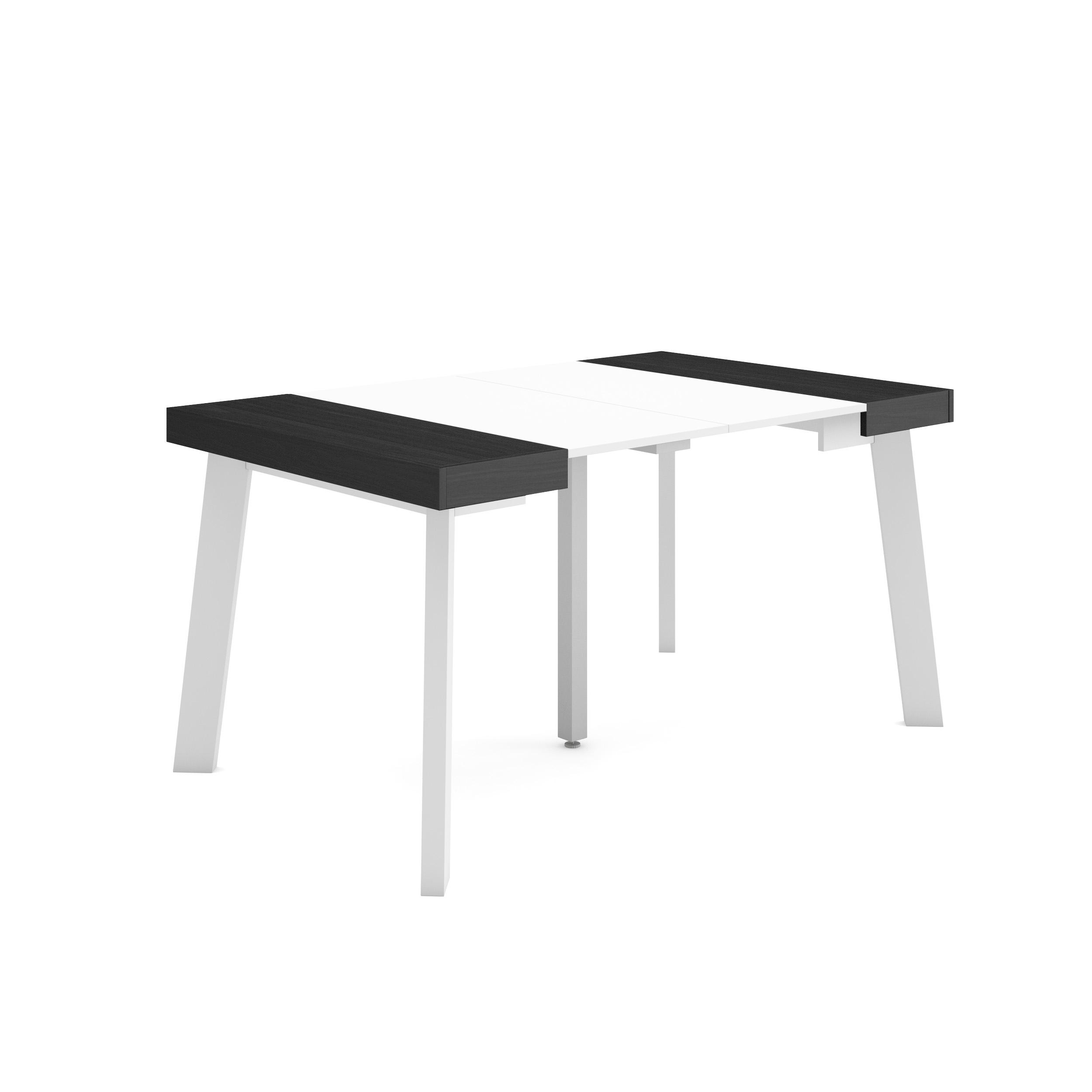 Mesa extensible, 140x90x73cm, blanco y negro, patas de madera rf3123