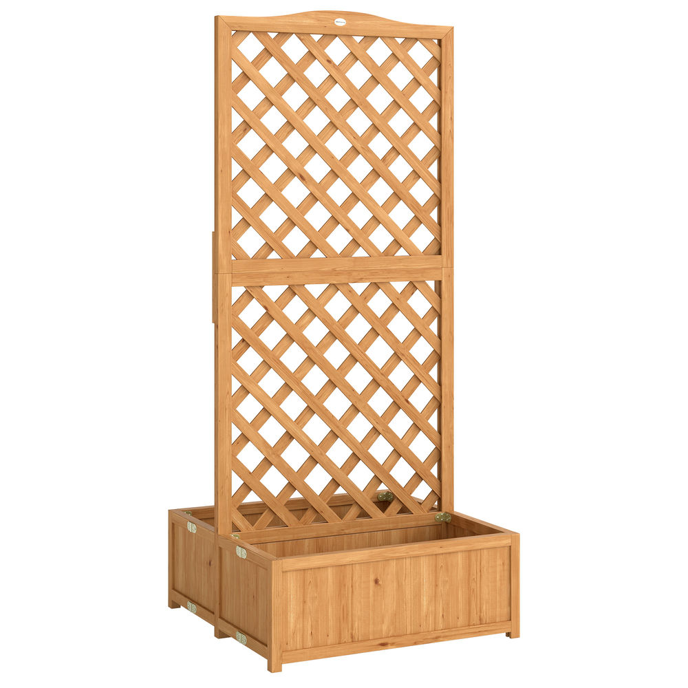 Jardinera con enrejado 73x70x170 cm madera de abeto color marrón Outsunny