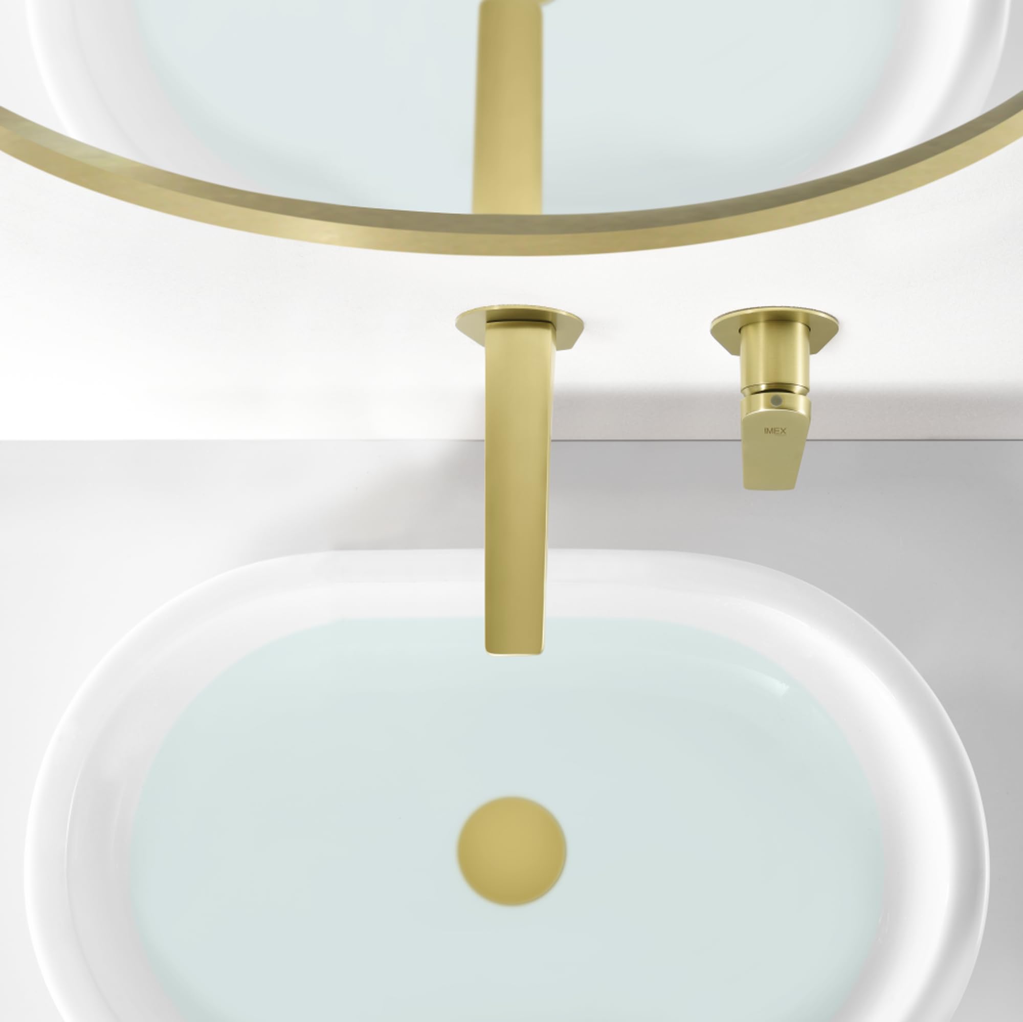 Imex - grifo monomando lavabo empotrado oro serie delos